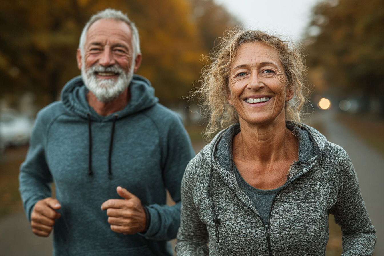 Старші люди займаються йогою на свіжому повітрі